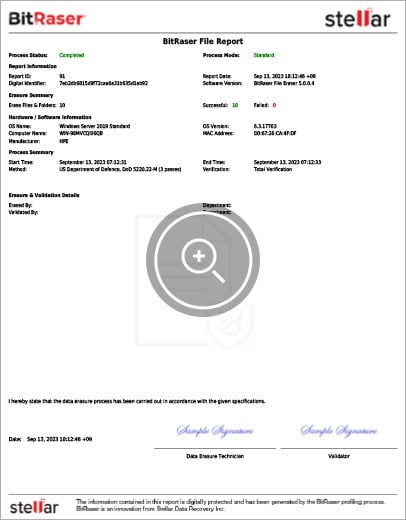 BitRaser File Eraser  Erasing Files on HPE Server